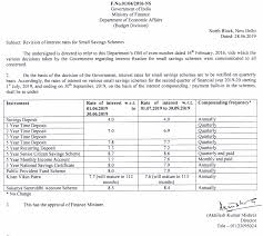 Latest Interest Rate On Ppf Nsc Sukanya Scss And Fd 2019