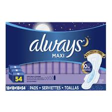 I also love using the always size 2 (green pads) without wings on my moderate flow days. Product Of Always Extra Heavy Overnight Maxi Pads With Flexi Wings 54 Ct Walmart Com