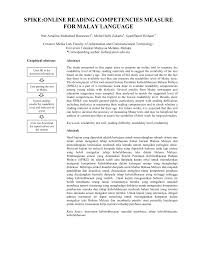Pdf Spike Online Reading Competencies Measure For Malay Language