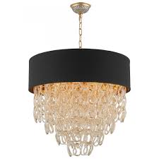Get free shipping on qualified black, drum chandeliers or buy online. Halo Collection 9 Light Matte Gold Finish And Golden Teak Crystal With Black Drum Shade Pendant D24 1033vja Coast Lighting
