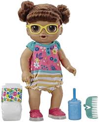 Amazon Com Baby Alive Step N Giggle Baby Brown Hair Doll With Light Up Shoes Responds With 25 Sounds Phrases Drinks Wets Toy For Kids Ages 3 Years Old Up