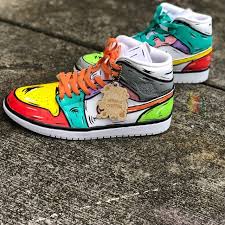Saved by the custom movement: Cartoon Effect Retro Jordan 1s The Custom Movement In 2021 Jordan Retro Cartoon Shoes Custom Nike Shoes