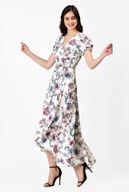 Floral Print Crepe Wrap Dress Fashion Womens Fashion Dresses Casual Womens Fashion Dressy