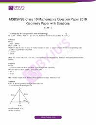 Free math worksheets for grade 6. Maharashtra Msbshse Ssc Board Question Paper For Class 10 Maths Paper 1 Geometry 2018 In Pdf