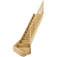 Escalier 1 4 Tournant Bas Droit Bois Hetre Soft Classic 13 Marches Hetre L 280
