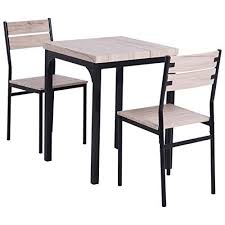 Homcom Rustic Country Wood Top 3 Piece Kitchen Table Dining Set W Chairs Homcom Kitchen Small Square Dining Table Dining Table Setting Kitchen Dinette Sets