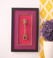 Buy Suriti Golden Brass Ganesha Spoon Framed Wall Accent Online Metal Wall Art Metal Wall Art Home Decor Pepperfry Product Brass Decor Wall Painting Bedroom Wall Paint