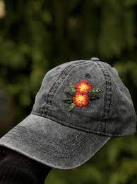 Hand Embroidered Floral Hat I Am Super Proud Of This Embroidery In 2021 Floral Hat Hand Embroidered Hats