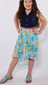 Easter Spring Blue Floral Chiffon Dress Girls Sizes 10 12 14 Gab Unbranded Easterchurchdressyeverydayholiday Floral Chiffon Dress Girls Dresses Chiffon Dress