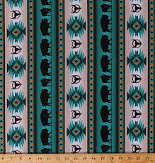 5 out of 5 stars. Cotton Southwestern Native American Aztec Buffalo Bison Wildlife Tucson 485 Turquoise Stripes Striped Cotton Fabric Print By The Yard 485turquoise