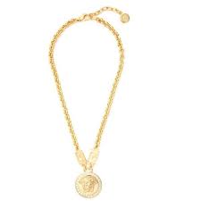 Versace Crystal Embellished Medusa Necklace 495 Liked On Polyvore Featuring Jewelry Necklaces Gold Oval Versace Necklace Chunk Jewelry Versace Pendant