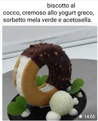 Biscotto Al Cocco Cremoso Allo Yogurt Greco Sorbetto Mela Verde E Acetosella Desserts Sweet Desserts Food Decoration