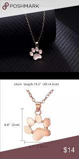 Pet Paw Print Rose Gold Color Necklace Paw Print Necklace Rose Gold Color Pet Paw Print