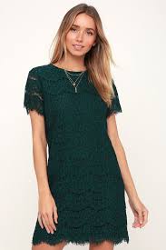 Take Me To Brunch Dark Green Lace Shift Dress In 2020 Green Lace Dresses Green Formal Dresses Lace Shift Dress