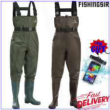 fishingsir pvc nylon 2 ply chest waders rubber boot foot waders w cleated sole