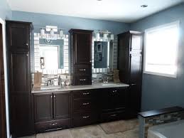 Search for info about bathroom decor. Master Bathroom Bathroom Decor Dark Cabinets Blue Bathroom Bathroom Colors Green Bathroom Decor Small Master Bath