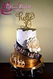 This is a 2 tiered (stacked) gluten free birthday cake (6 top tier and 7 bottom tier). Hello 30 In Gold And White 40th Birthday Cakes 30th Birthday Cake For Women 30 Birthday Cake