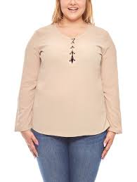Der designer guido maria kretschmer präsentiert seine plus size kollektion, die er in kooperation mit dem versandhandel heine entworfen hat. Chiffon Blouse With Chain Lacing Large Sizes Beige Guido Maria Kretschmer