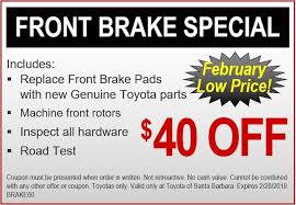 Toyota Brake Pad Coupons Buy Brake Pads Near Santa Maria Ca