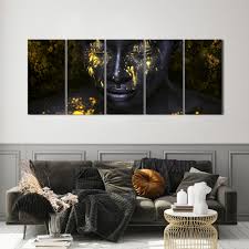 Vlies leinwand bilder schwarz weiss abstrakt moderne. Mund Schwarz Gold Leinwand Deko Bild Abstrakt Frau Wandbild Wohnzimmer Xxl 5tlg Ebay