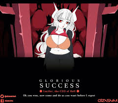 so  GLORIOUS SUCCESS @aizasama4 AizenArts  Lucifer, the CEO of Hell 0 Ok  you won, now come and do as you want before 1 regret GiZ\SVM  Aizenarts ::  Lucifer (Helltaker) ::