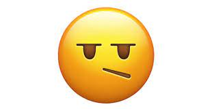 A yellow face with slightly raised eyebrows, a frown, and eyes looking to the side. Emoji Request Unamusedemoji