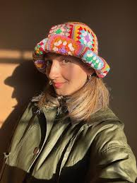 Crochet Granny Square Hat, Colorful Bucket Hat, Unisex Colorful Hat,  Handmade Festival Hat, Bhava Style Summer Bucket Hat, Vintage Hat,