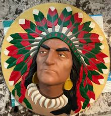 VINTAGE BOB DALE Wood Art Indian Chief Native American West Culture Decor  Collec $250.00