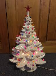 Christmas decorations, christmas trees, christmas lights & more from the christmas warehouse online shop. Mint Vintage Large White Opalescent Ceramic Christmas Tree 23 Atlantic Mold 1903263399