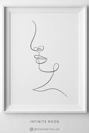 Simple And Beautiful One Line Abstract Face Outline Wall Art Scandinavian Nordic Style Illustration Perfect F Face Outline Simple Face Drawing Drawing Prints