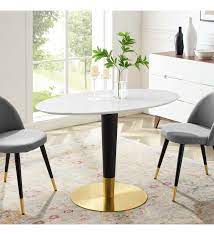 Angebote aico palais royale rectangular dining table. Zinque 48 Oval Dining Table In Gold White Lexmod