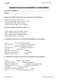 Ejercicio De Sinonimos Y Antonimos Sinonimos Y Antonimos Antonimos Razonamiento Verbal