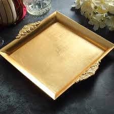 2 Pack 10 Gold Square Decorative Acrylic Serving Trays With Embossed Rims Acrylic Serving Trays Serving Tray Gold Serving Tray