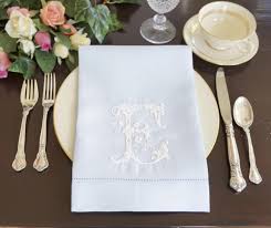 Center Edge Placement Primrose Monogram Embroidered Hemstitched Cotton Or Linen Dinner Napkins Monogrammed Napkins Linen Dinner Napkins Monogrammed Linens