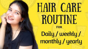 Securing your hair at night with a simple ponytail or plait will make sure your locks don't get snagged or tangled as you sleep. Daily Weekly Monthly Yearly Hair Care Routine Tips Tips For Healthy Shiny Hair Naturally Avni Youtube
