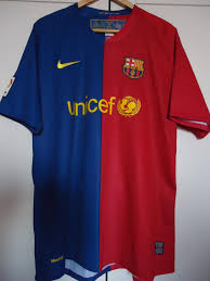 Fc barcelona 2008/2009 away shirt size m long jersey camiseta trikot (o265). Barcelona Home Football Shirt 2008 2009 Sponsored By Unicef
