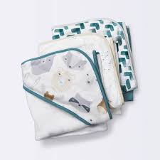 Target / baby / bath & potty / llama : Baby Boys 3pk Cub Hooded Bath Towel Set Cloud Island White Target