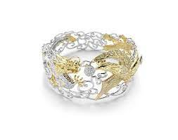 White Yellow Gold Dragon Phoenix Chinese Wedding Bracelets The Cloud Filigree Work I Aquamarine Engagement Ring Vintage Wedding Rings Carved Wedding Ring