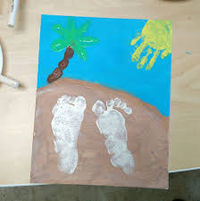 Footprints In The Sand Keepsake Idea For Kids To Make This Summer Beach Crafts For Kids Sand Crafts Beach Handprint Art