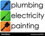 Plumbing electrician painting a symbol for repair Vector Image
