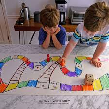 Students form groups to create a math board game focusing on a specific area of math. Rainbow Diy Board Game Days With Grey