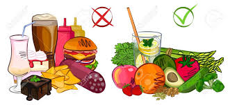 This means that choosing a healthy diet is an important task. Healthy Junk Food Diet Vector And Illustration Royalty Free Cliparts Vectors And Stock Illustration Image 137936775