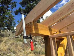 2x8 Rafters Were Notched For The 5x5 Beams Garden Shed Outdoor Decor Roofing
