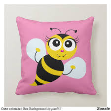 Cute Animated Bee Background Throw Pillow Animated Bee Cartoon Bee Throw Pillows