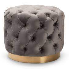 baxton studio valeria gray velvet button tufted ottoman osmanli koltuklar mobilya