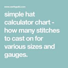 Simple Hat Calculator Chart How Many Stitches To Cast On