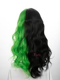 3.2 long green ombre hair braided. Evahair Half Black And Half Green Wefted Cap Wavy Synthetic Wig With Bangs Home Evahair