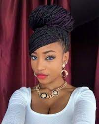 Braided Updos Box Braid Bun With Side Bangs Box Braids Hairstyles For Black Women Braided Hairstyles Updo Box Braids Hairstyles