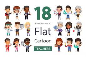 Show all 64 48 32 16. Teachers Flat Cartoon Characters 127601 Illustrations Design Bundles Character Graphic Cartoon Cartoon Characters