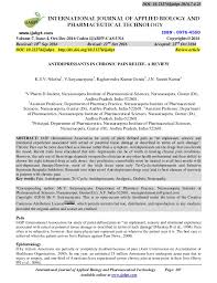Antidepressants In Chronic Pain Relief A Review